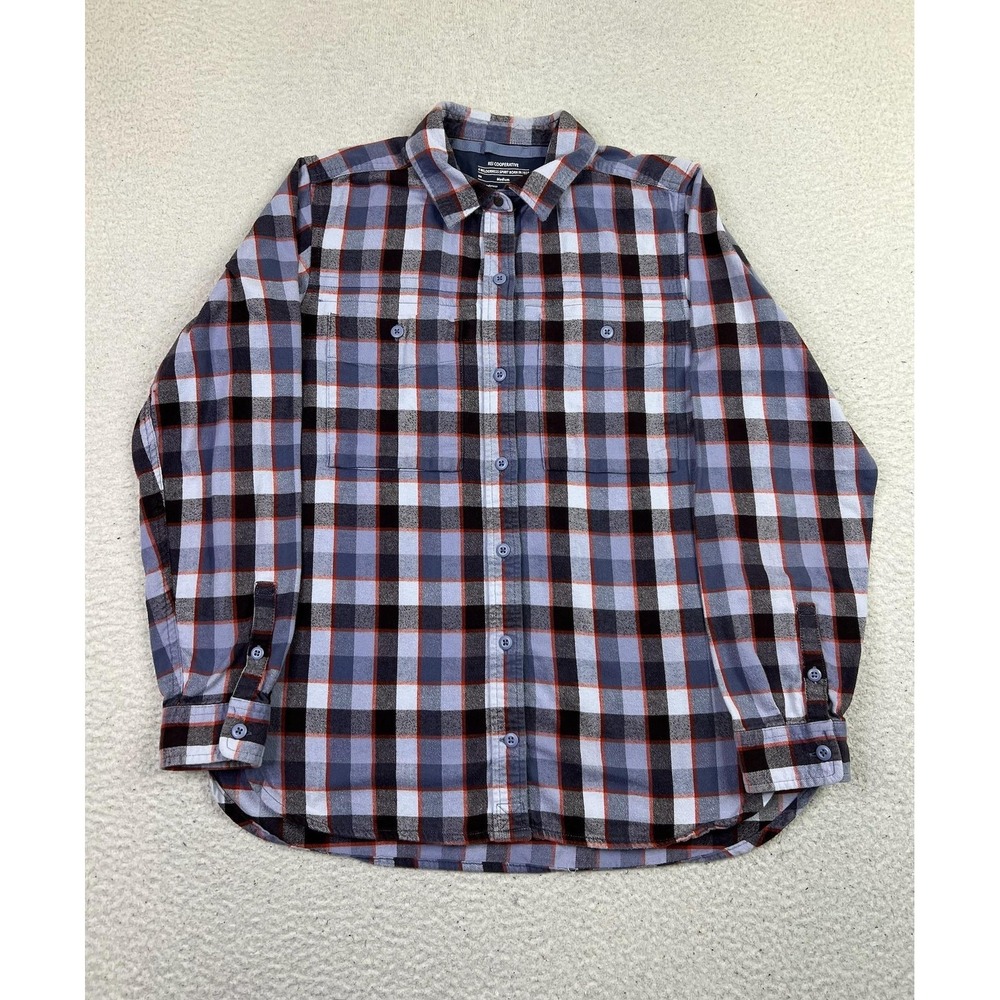 REI Cooperative Shirt Women's Medium Blue Plaid Flannel LS Button Up Outdoor‎